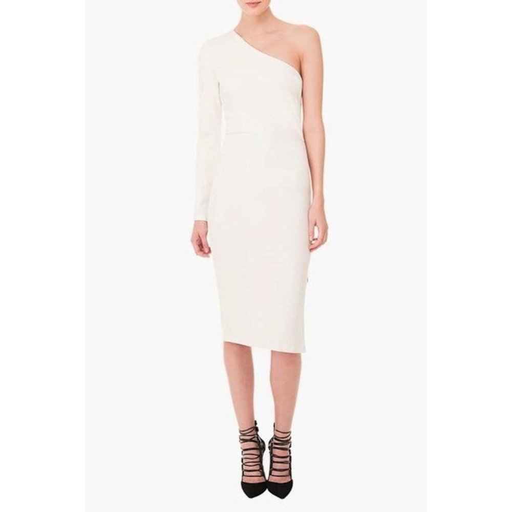 Veronica Beard One Shoulder Dress Ivory Side Zip Solid 2